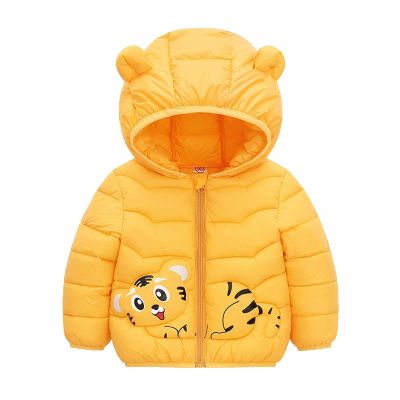 Toddler Boys Girls Winter Windproof Cartoon Tiger Prints Bear Ears Hooded Coat Jacket Kids Girls (Orange, 3-4 Years)