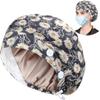 ABAMERICA Bouffant Caps with Button and Sweatband, Adjustable Scrub Caps for Women Men, Satin Layer view 1