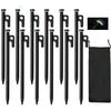 Tent Stakes, 12Pcs 10in Heavy Duty Forged Steel Tent Stakes +Storage Pouch, Used on Rocks, Snowfield, Dessert, Stormy Weather (12Pcs 10in Stakes) view 1