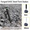 Tent Stakes, 12Pcs 10in Heavy Duty Forged Steel Tent Stakes +Storage Pouch, Used on Rocks, Snowfield, Dessert, Stormy Weather (12Pcs 10in Stakes) view 3