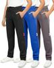 Real Essentials 3 Pack: Boys' Tricot Open Bottom Sweatpants - Athletic Running Pants with Pockets for Kids Teens Youth- Set 10,M (10-12) view 1