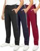 Real Essentials 3 Pack: Boys' Tricot Open Bottom Sweatpants - Athletic Running Pants with Pockets for Kids Teens Youth- Set 8,L (14-16) view 1