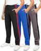 Real Essentials 3 Pack: Boys' Tricot Open Bottom Sweatpants - Athletic Running Pants with Pockets for Kids Teens Youth- Set 12,S (8-10)