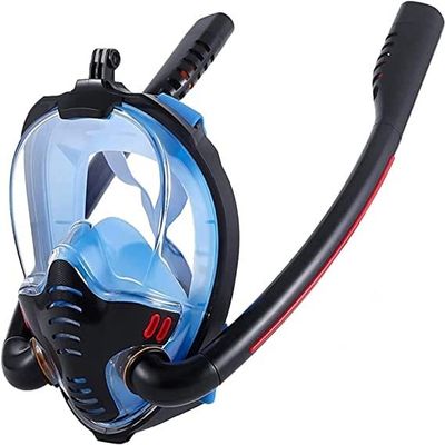 DULASP Full Face Snorkel Mask for Safe Breathing. 180 Panoramic Diving Mask, Dual-Tube Snorkeling Equipment with Camera Stand Snorkeling Suit for Adults and Children