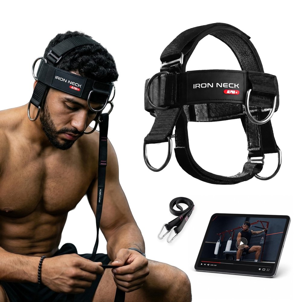 Iron Neck Alpha Plus Neck Trainer - Workout Equipment, Black