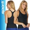 Sporti Womens Racerback Tankini Top  Modest Full Coverage Swim Tankini, Shelf Bra Removable Cups, Durable Lycra Xtra Life Fabric, Non-Chafe Seams, Active Training - Black/Black - X-Large view 2