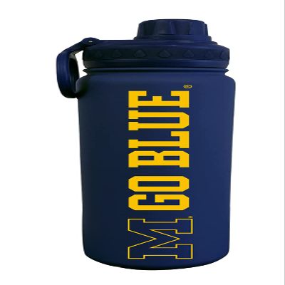 The Fanatic Group University of Michigan Wolverines Dual Walled Stainless Steel Sports Bottle, Design 1 - Navy