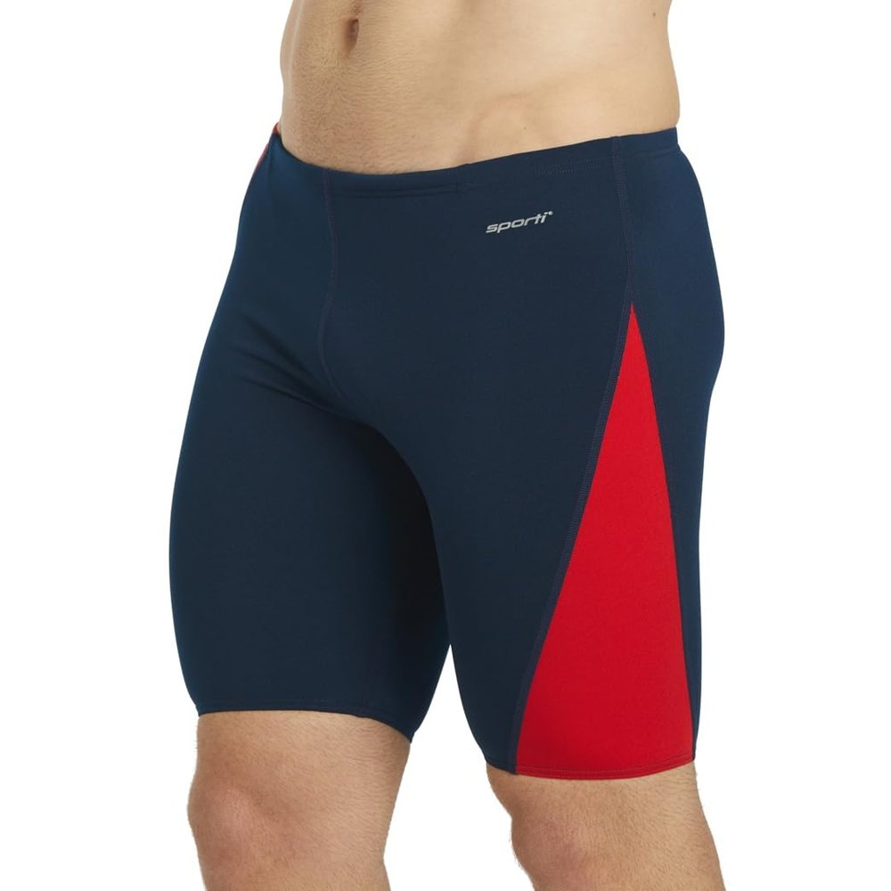 Sporti Men's Athletic HydroLast Tech Jammer Swimsuit - Navy/Red - 40