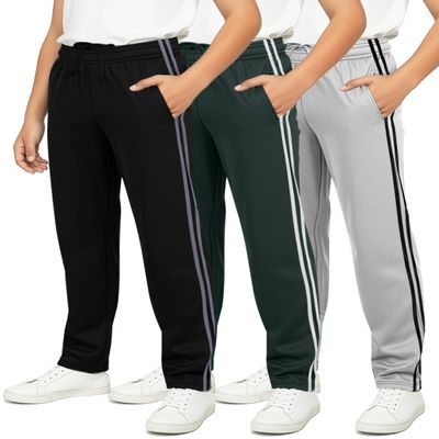 3 Pack Boys' Tricot Sweatpants Open Bottom Kids Teen Athletic Pants Pockets