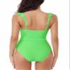 BCA by Rebecca Virtue Kelly Ruffle - Women's One Piece Swimsuit with V-Neck, Waist Tie and Adjustable Back Strap, Bathing Suits for Women, Sea Foam, X-Large view 3