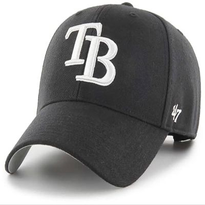 '47 Tampa Bay Rays Hat Mens Womens MVP Adjustable Cap, Structured Fit, Black/White
