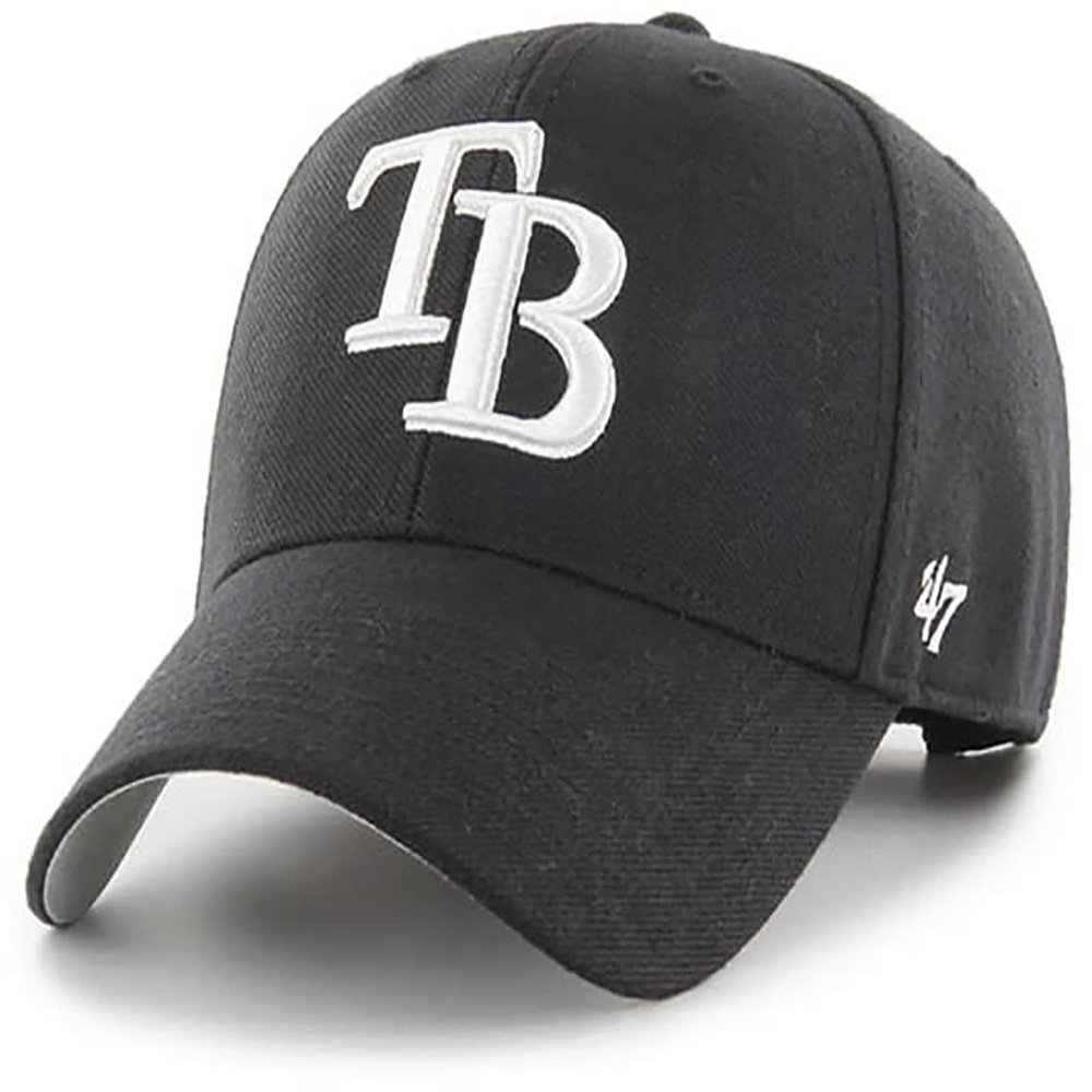 '47 Tampa Bay Rays Hat Mens Womens MVP Adjustable Cap, Structured Fit, Black/White