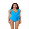 BCA by Rebecca Virtue Kelly Ruffle - Women's One Piece Swimsuit with V-Neck, Waist Tie and Adjustable Back Strap, Bathing Suits for Women, Turquoise, Medium view 1
