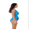 BCA by Rebecca Virtue Kelly Ruffle - Women's One Piece Swimsuit with V-Neck, Waist Tie and Adjustable Back Strap, Bathing Suits for Women, Turquoise, Medium view 3