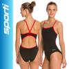 Sporti HydroLast Piped Thin Strap One Piece Swimsuit - Black/Red - 30 view 2