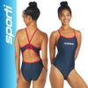 Sporti Guard Piped Thin Strap One Piece Swimsuit - Navy/Red - 30 view 2