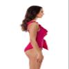 BCA by Rebecca Virtue Kelly Ruffle - Women's One Piece Swimsuit with V-Neck, Waist Tie and Adjustable Back Strap, Bathing Suits for Women, Fuchsia, X-Large view 3