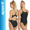 Sporti Solid Thin Strap One Piece Swimsuit - Black - 34 view 2