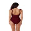 BCA by Rebecca Virtue Kelly Ruffle - Women's One Piece Swimsuit with V-Neck, Waist Tie and Adjustable Back Strap, Bathing Suits for Women, Wine, Medium view 4