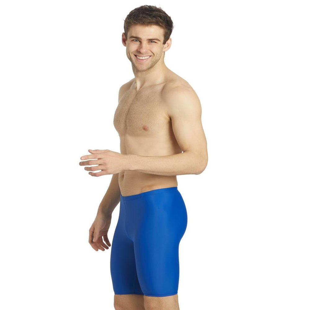 iSwim Men's & Boy's Swimsuit Jammer Swimsuit, UPF 50+ Sun Protection, Durable Polyester Spandex, Adjustable Drawstring Waist, Ideal for Competitive Swimming, Essential Solid - Royal - 28