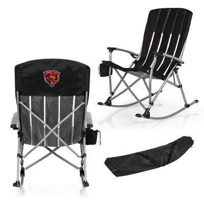 Picnic TIME NFL Chicago Bears Outdoor Rocking Camp Chair, XL Heavy Duty Camping Chair for Adults, (Black)