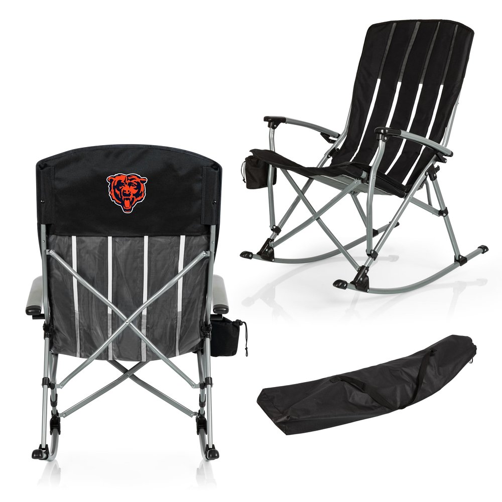 Picnic TIME NFL Chicago Bears Outdoor Rocking Camp Chair, XL Heavy Duty Camping Chair for Adults, (Black)