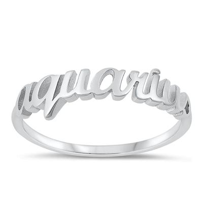 Sterling Silver Aquarius Zodiac Beautiful Ring Astrological Sign Band Size 5