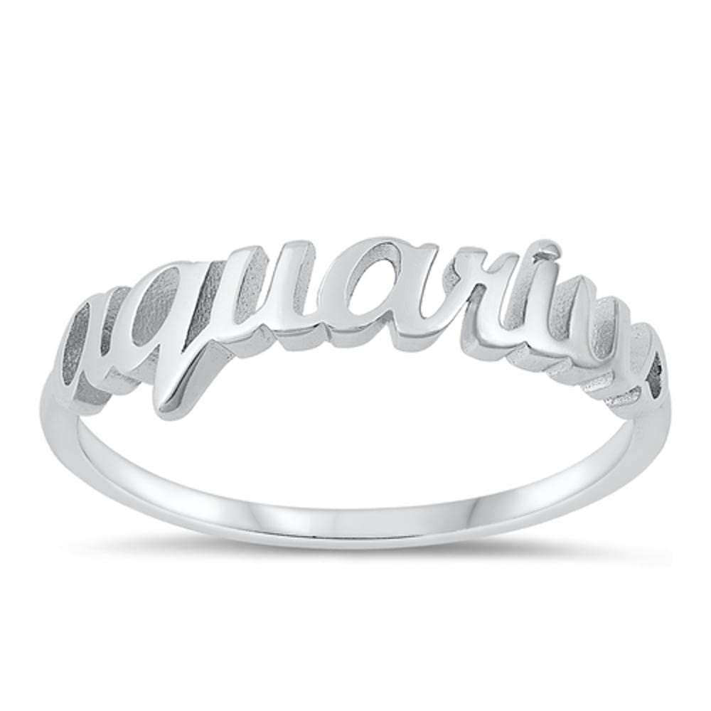 Sterling Silver Aquarius Zodiac Beautiful Ring Astrological Sign Band Size 5