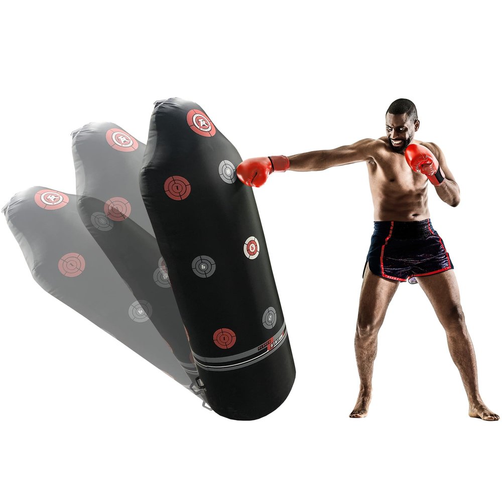 Ground & Pound Heavy Duty Rebound Workout Bag - 69" Tall, Black with Red Targets - 70lbs. for Kickboxing, Punching, Kicking
