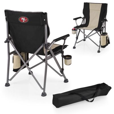 Picnic TIME NFL San Francisco 49ers Outlander Folding Camping Chair with Cooler, Heavy Duty Beach Chair, (Black)