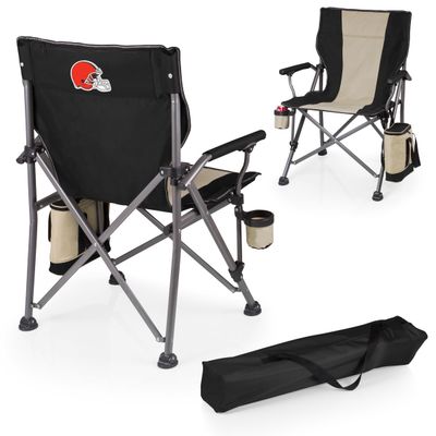 Picnic TIME NFL Cleveland Browns Outlander Folding Camping Chair with Cooler, Heavy Duty Beach Chair, (Black)
