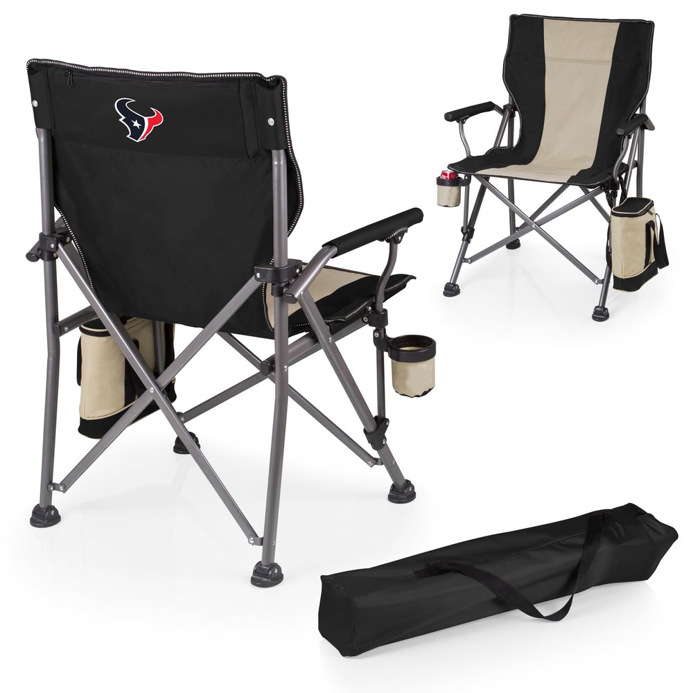 Picnic TIME NFL Houston Texans Outlander Folding Camping Chair with Cooler, Heavy Duty Beach Chair, (Black)