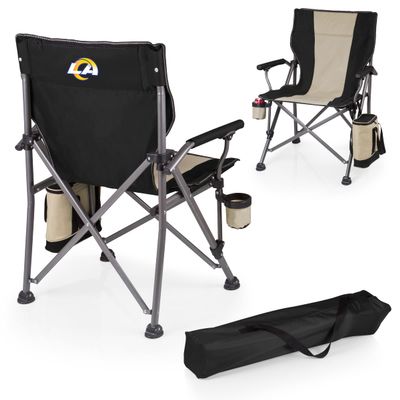 Picnic TIME NFL Los Angeles Rams Outlander Folding Camping Chair with Cooler, Heavy Duty Beach Chair, (Black)