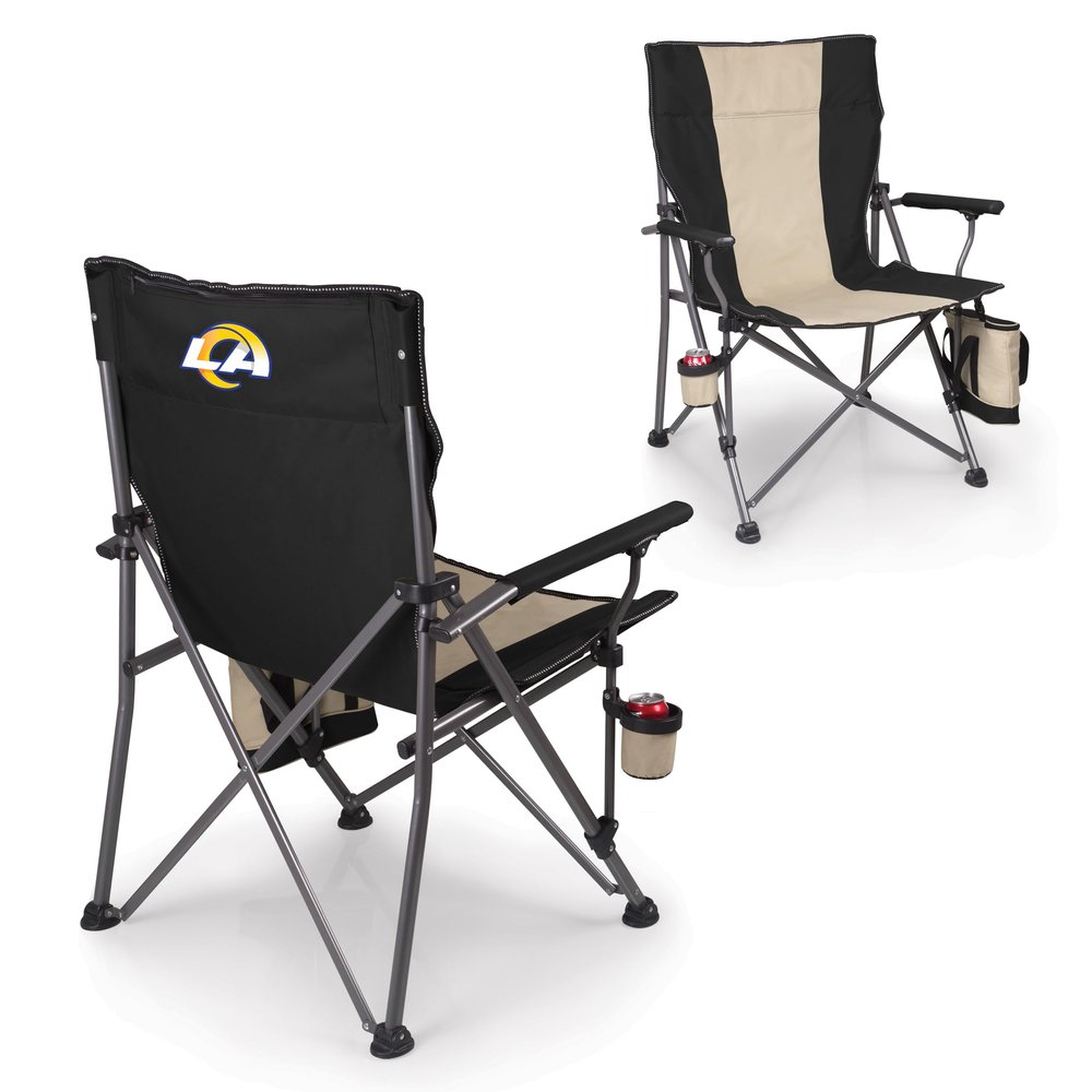 Picnic TIME NFL Los Angeles Rams Big Bear XXL Camp Chair with Cooler, Heavy Duty Beach Chair, 500 lb Capacity Camping Chair with Carry Bag, (Black)