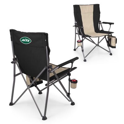 Picnic TIME NFL New York Jets Big Bear XXL Camp Chair with Cooler, Heavy Duty Beach Chair, 500 lb Capacity Camping Chair with Carry Bag, (Black)