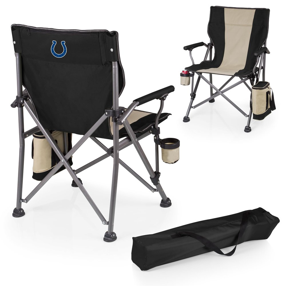 Picnic TIME NFL Indianapolis Colts Outlander Folding Camping Chair with Cooler, Heavy Duty Beach Chair, (Black)