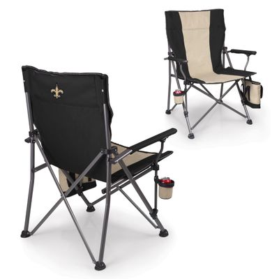 Picnic TIME NFL New Orleans Saints Big Bear XXL Camp Chair with Cooler, Heavy Duty Beach Chair, 500 lb Capacity Camping Chair with Carry Bag, (Black)