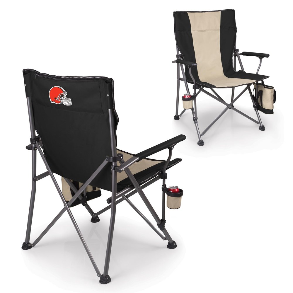 Picnic TIME NFL Cleveland Browns Big Bear XXL Camp Chair with Cooler, Heavy Duty Beach Chair, 500 lb Capacity Camping Chair with Carry Bag, (Black)