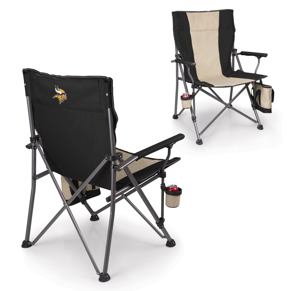 Picnic TIME NFL Minnesota Vikings Big Bear XXL Camp Chair with Cooler, Heavy Duty Beach Chair, 500 lb Capacity Camping Chair with Carry Bag, (Black)