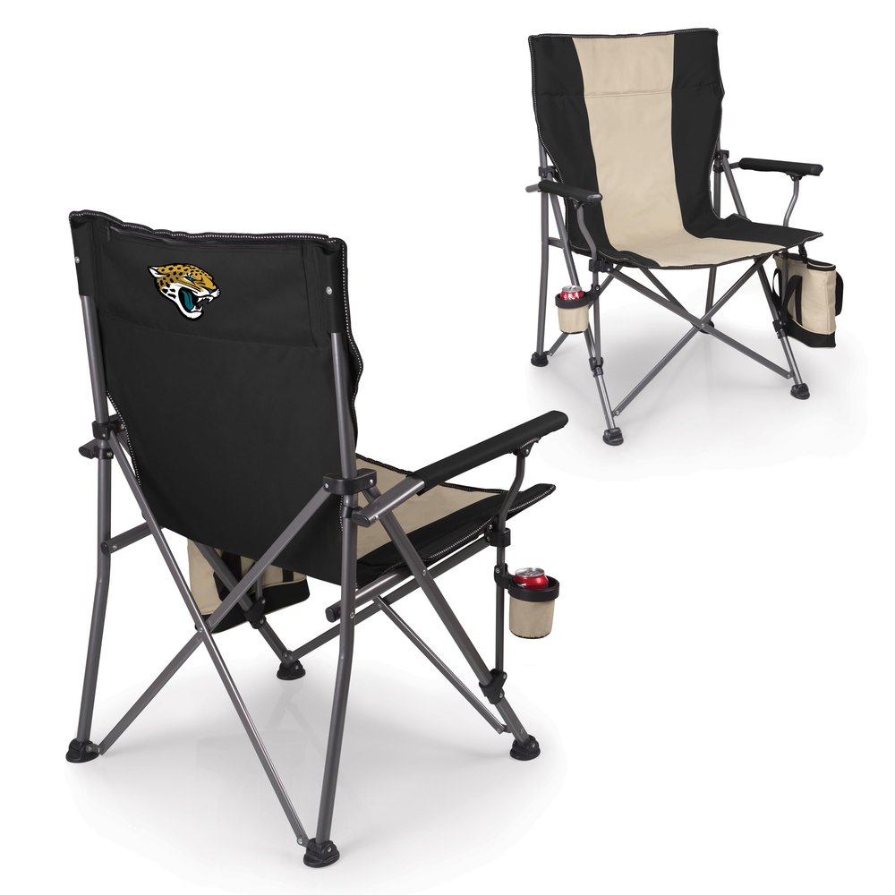 Picnic TIME NFL Jacksonville Jaguars Big Bear XXL Camp Chair with Cooler, Heavy Duty Beach Chair, 500 lb Capacity Camping Chair with Carry Bag, (Black)