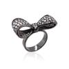 LAVINA Ribbon Bow CZ Ring For Women Bride's Wedding Proms Holiday Birthday (6, White&Black) view 2