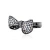 LAVINA Ribbon Bow CZ Ring For Women Bride's Wedding Proms Holiday Birthday (6, White&Black) view 3