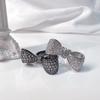 LAVINA Ribbon Bow CZ Ring For Women Bride's Wedding Proms Holiday Birthday (6, White&Black) view 4