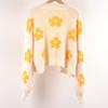 XUNRYAN Womens Flower Long Sleeve Open Front Short Cardigan Casual Loose V Neck Knit Cardigan Sweaters Fuzzy Jacket Outwear view 3