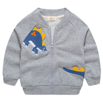 Kids Toddler Baby Boys Autumn Winter Print Cotton Dinosaur Long Sleeve Coat Jacket Sweatshirt Boy (Grey, 2-3 Years)