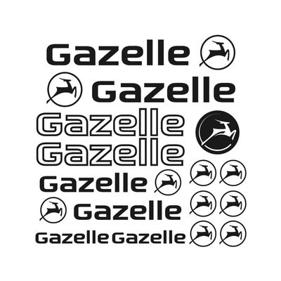 for Gazelle Sticker stickers decal Bicycle Bike 15 pieces (Dark Grey)