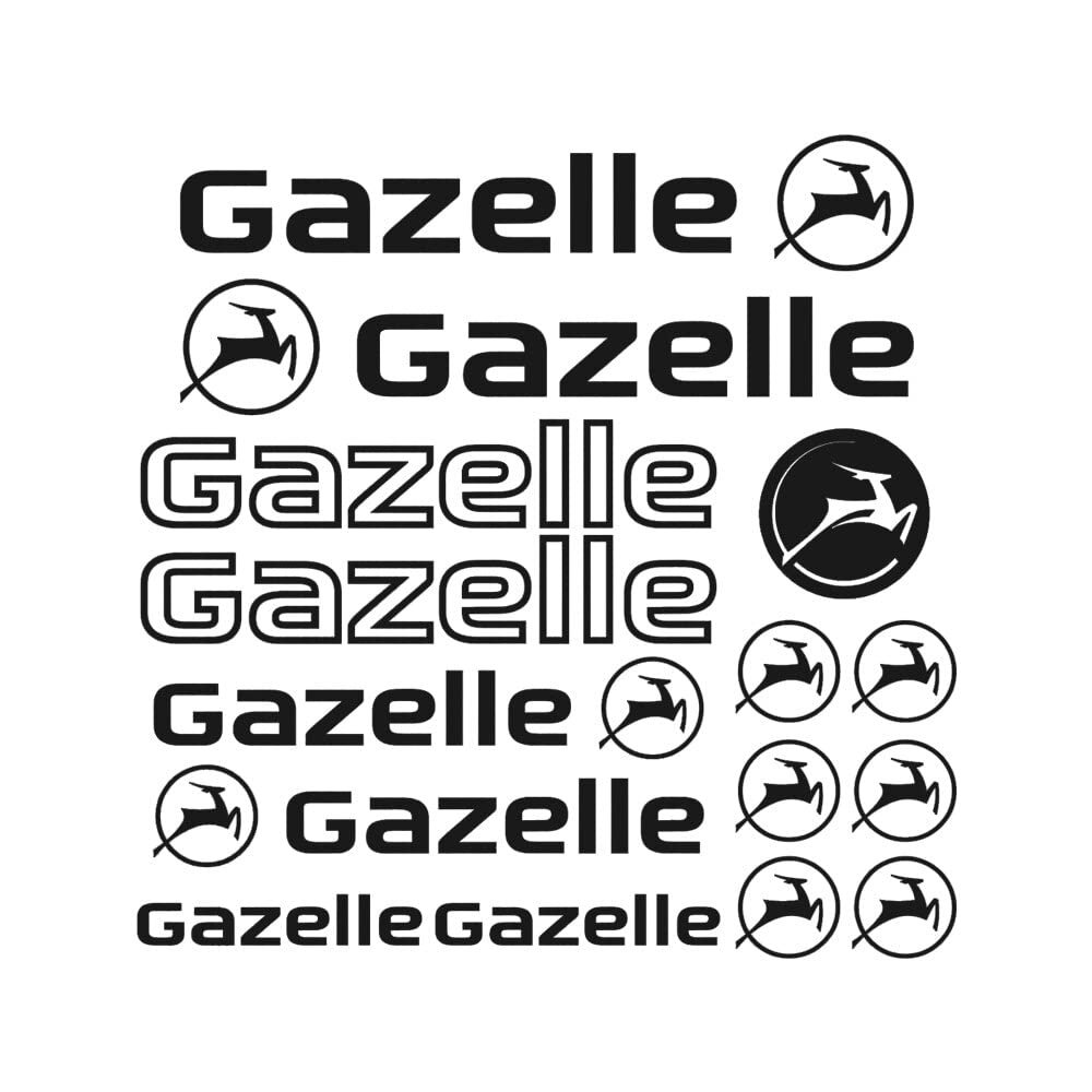 for Gazelle Sticker stickers decal Bicycle Bike 15 pieces (Dark Grey)