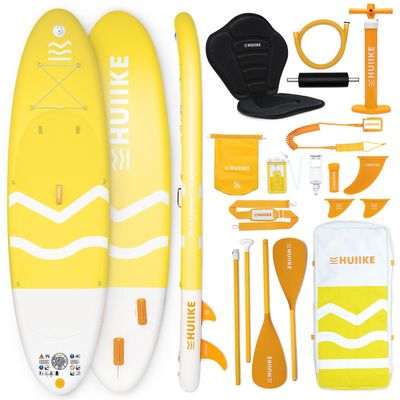 HUIIKE Inflatable Paddle Board for Adults with Accessories Included, Oar, Fins, Pump. Stand Up Paddleboard Great Stability and Resistance. 10 x 33" x 5.9", Maximum Load 286 lb