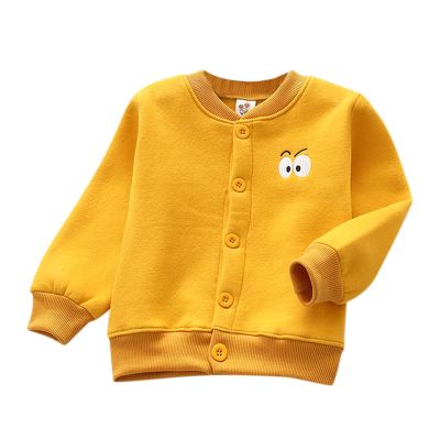 Child Toddler Kids Infant Boys Girls Long Sleeve Cartoon Embroidery Thick Cardigan Coat Ski (Yellow, 18-24 Months)