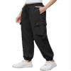 Cromoncent Womens Cargo Pants Elastic Waist Lightweight Outdoor Jogger Pants, 1# Black, M view 4